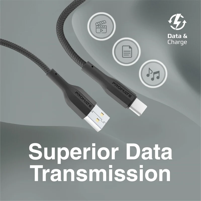 Promate Super-Flexible USB-A to USB-C Cable • 2A Standard Charging
