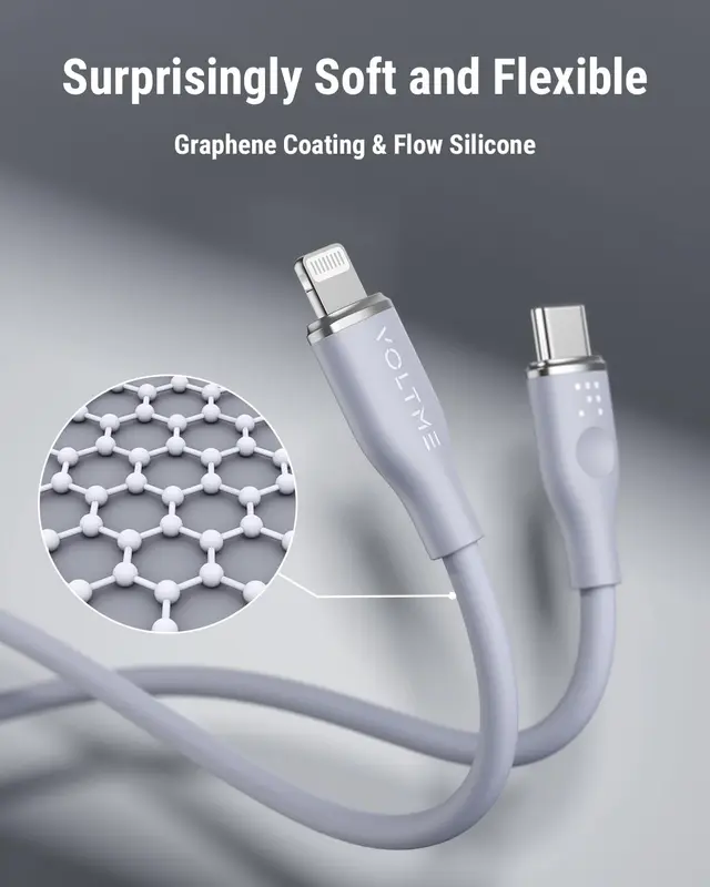 VOLTME POWERLINK MOSS LIQUID SILICON CABLE TYPE C TO LIGHTNING - GREY