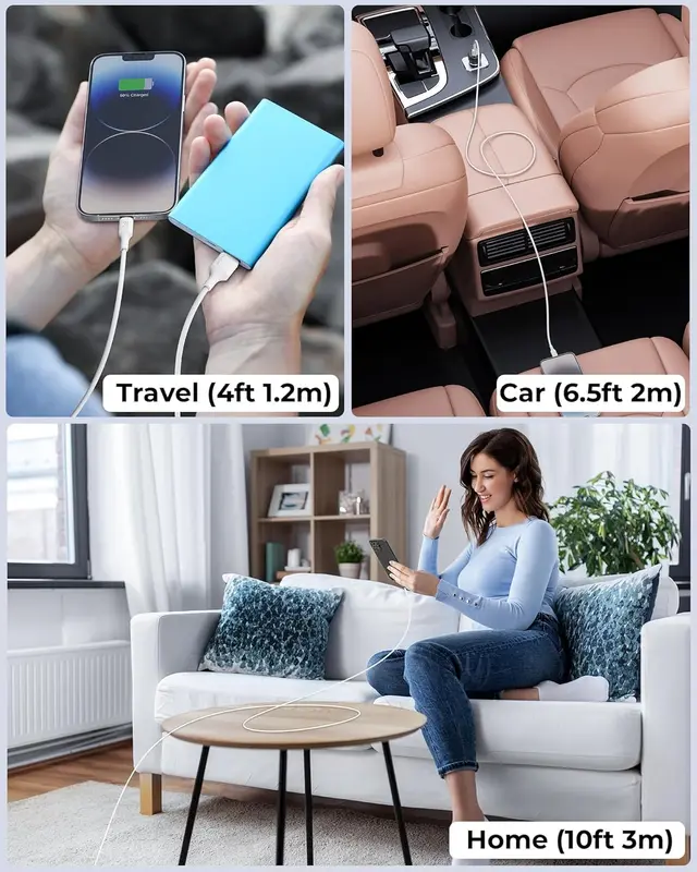 Voltme Powerlink EDC Series USB A to Lightning Cable - 12W Fast Charging, 2.4A, 1.2M - White