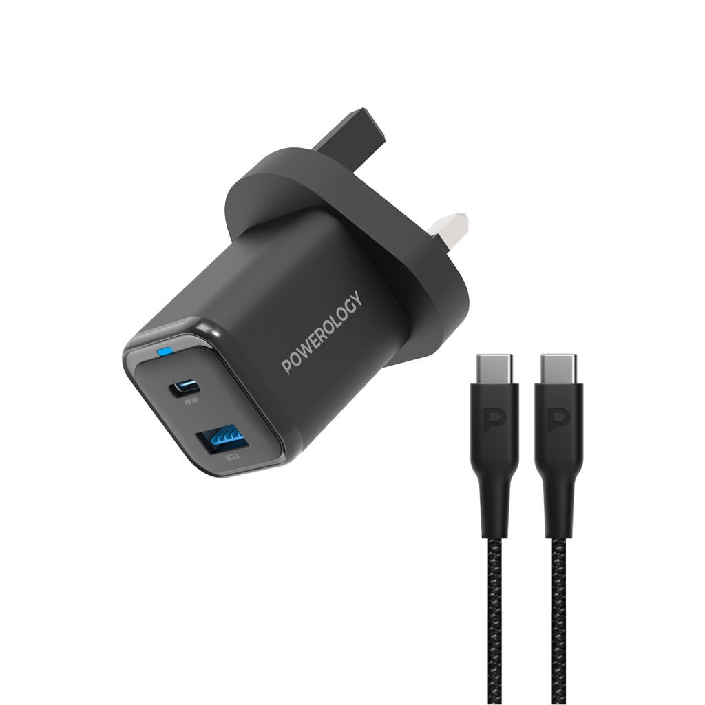 POWEROLOGY 35WGAN WITH USB-C TO USB-C CABLE - BLACK