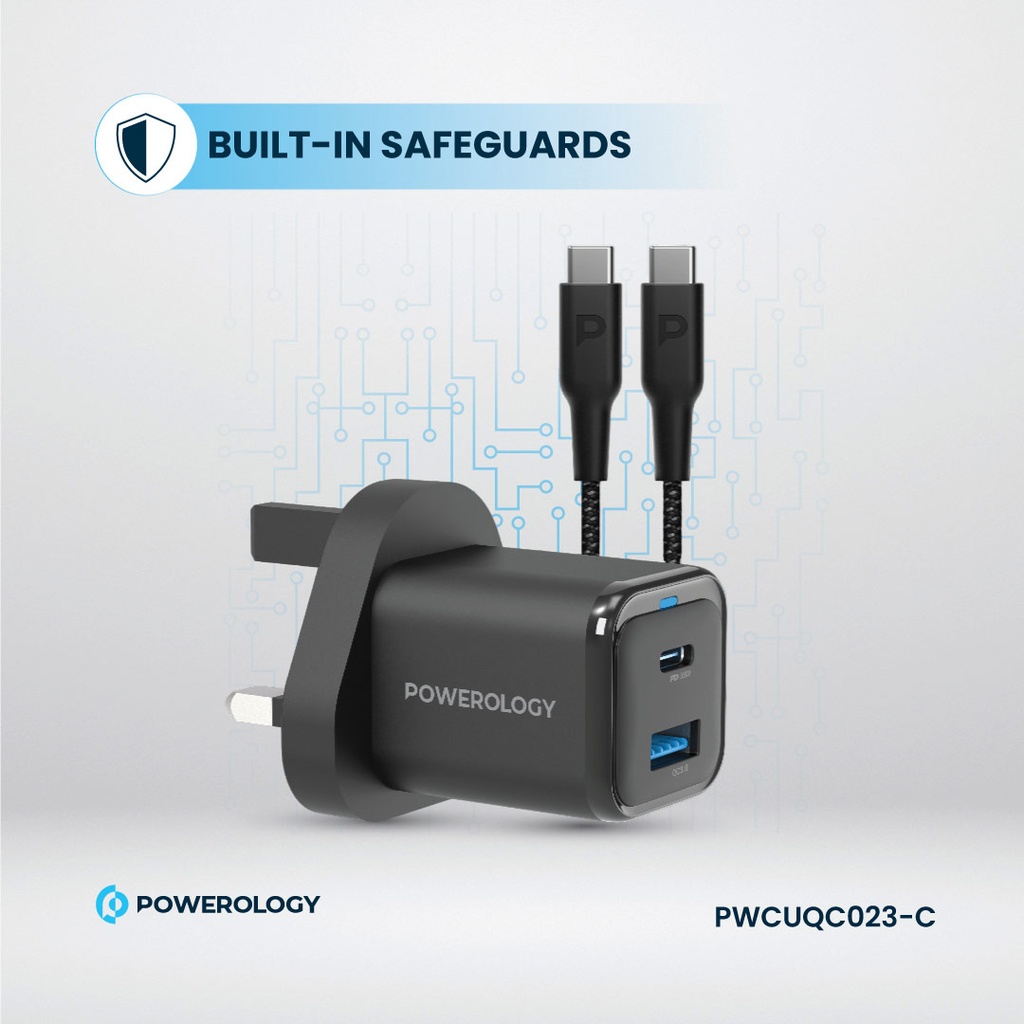 POWEROLOGY 35WGAN WITH USB-C TO USB-C CABLE - BLACK
