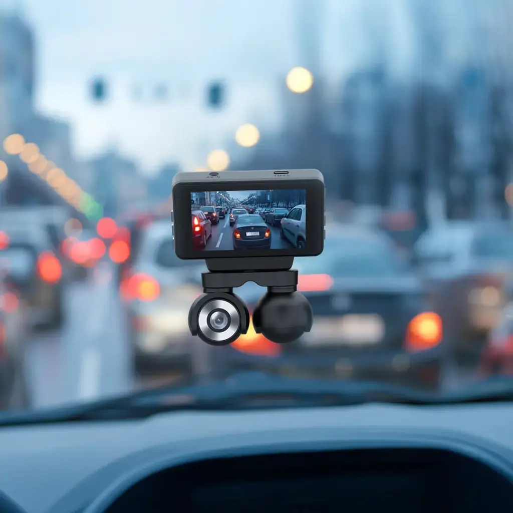 باورولوجي كاميرا لوحة القيادة ثنائية العدسة - لون أسود 