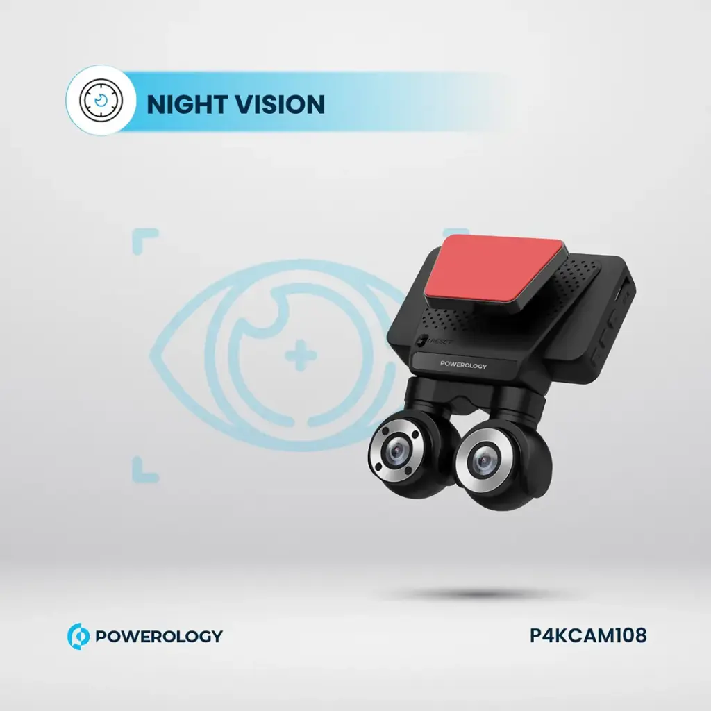 باورولوجي كاميرا لوحة القيادة ثنائية العدسة - لون أسود 