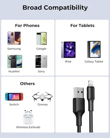 VOLTME POWERLINK EDC SERIES USB-A TO LIGHTNING CABLE - 12W FAST CHARGING, 2.4A, 3M - BLACK