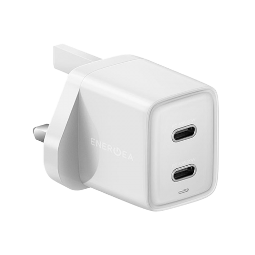 Energea Ampcharge Dual Port USB-C GaN 40W Wall Charger - White
