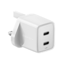 Energea Ampcharge Dual Port USB-C GaN 40W Wall Charger - White
