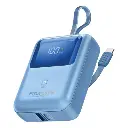 Promate-10000mAh Ultra Compact 35W SuperSpeed™ Power Bank with Built-In USB-C Cable blue