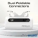 Promate 5000mAh Ultra-Compact fast charging Power Bank with Dual Folding USB-C & Lightning Connector White