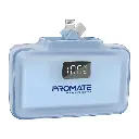 Promate Ultra-Compact Fast Charging Power Bank with Dual folding USB-C and Lightning Connectors Blue