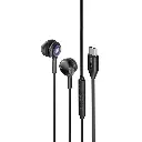 Promate LumiSound™ Transparent Stereo USB-C Wired RGB Earphones black