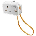 Promate Multi-Function AC Socket Charger with Built-In 20W PD USB-C Cable
