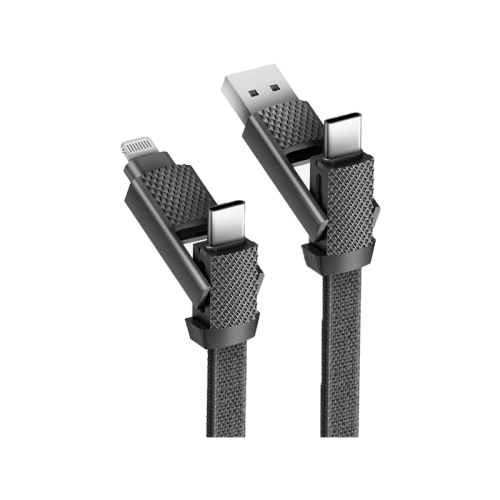 شاحن بايزك جو شارج ألوكايبل 4 في واحد يو اس بي اي و يو اس بي سي - مخرج يو اس بي سي الي لايتنينغ كايبل 15 سنتم - اسود