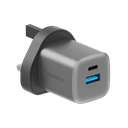 Energea Ampcharge 1-Port USB-C And 1-Port USB-A 35W GaN Wall Charger - Gunmetal