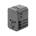 Energea Travelworld 2-Port USB-C And 3-Port USB-A 35W PD Travel Adapter - Gunmetal