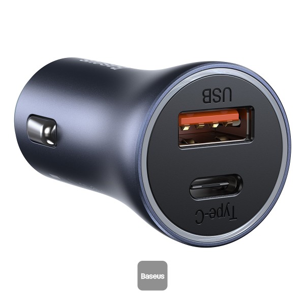 Baseus Golden Contactor Pro Dual Quick Charger Car Charger USB and Type C 40W - Dark Gray