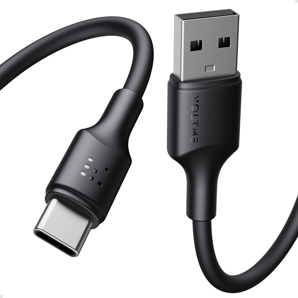 VOLTME POWERLINK EDC SERIES USB-A TO TYPE-C CABLE 60W PD SUPER FAST CHARGING,  3A, 2M - BLACK