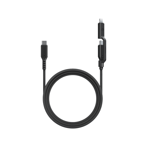 Energea Flow Duo USB-C To USB-C + Lightning 480Mbps 240W 1.5m Cable - Black