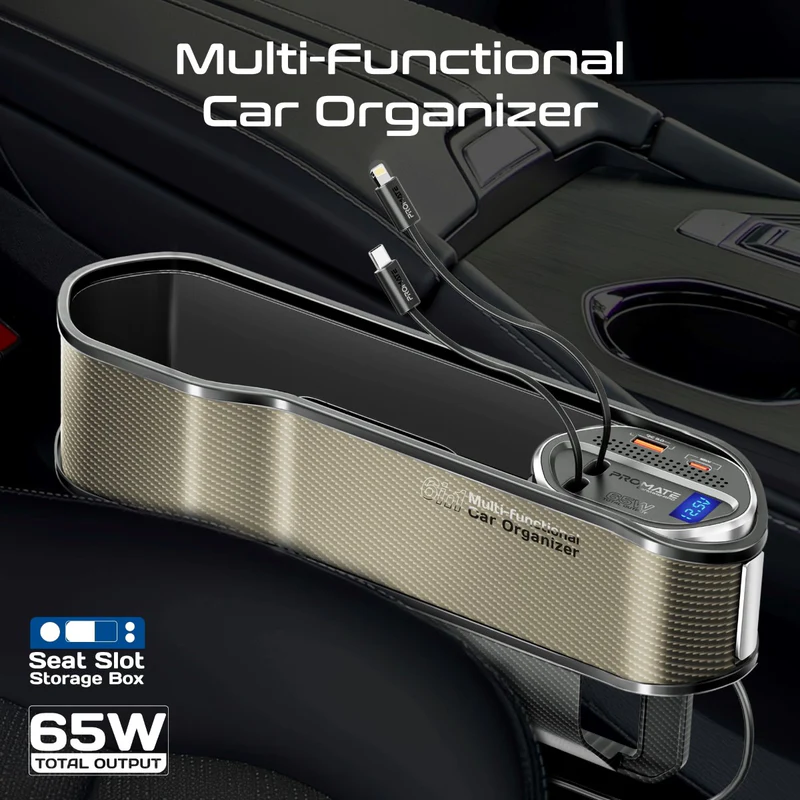 بروميت منظم سيارة متعدد الوظائف ومحطة شحن  65 وات - رمادي غامق 