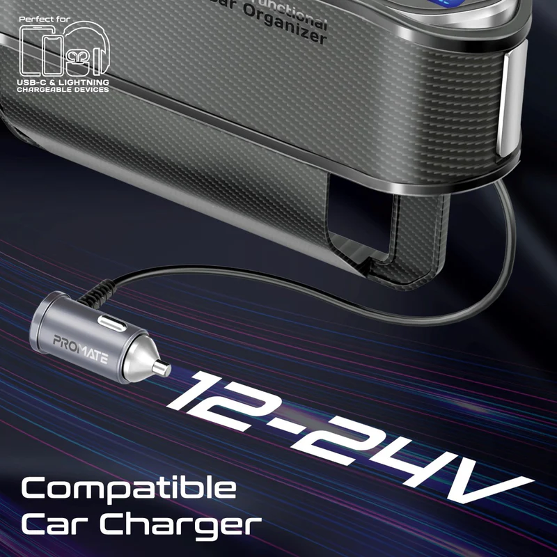 منظم سيارة متعدد الوظائف ومحطة شحن بروميت 65 واط - اسود 