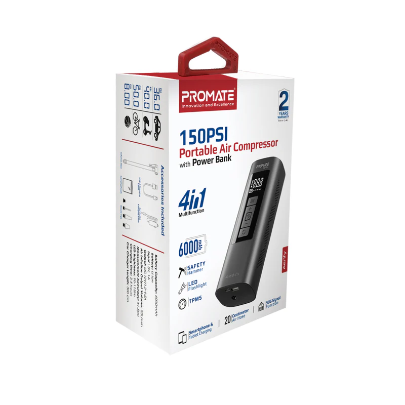 بروميت ضاغط هواء محمول -150PSI مع بنك طاقة - أسود 