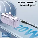 Promate Ultra-CompactFastChargingPowerBank with In-built USB-C, LightningConnectors & Apple Watch Charger purple