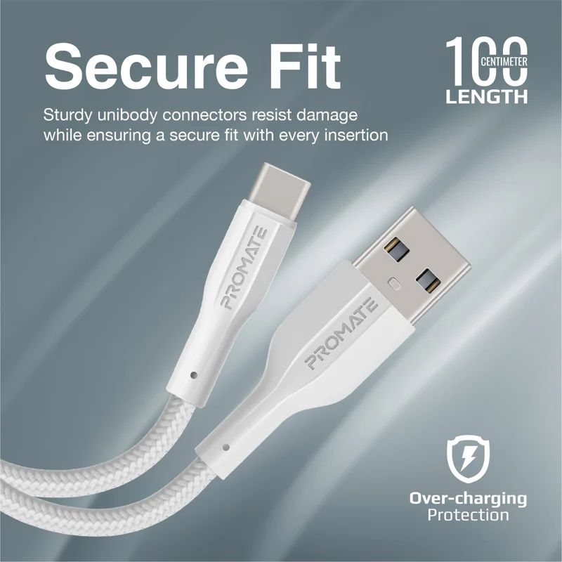 بروميت كابل USB-C فائق المرونة للشحن والبيانات /ابيض