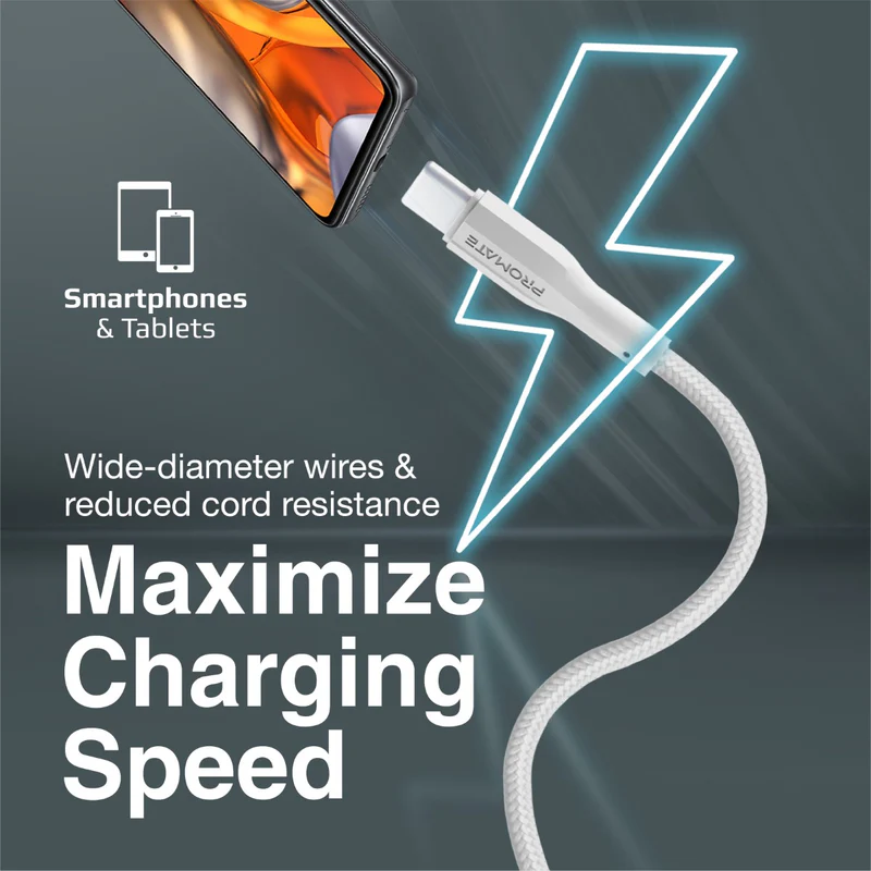 بروميت كابل USB-C فائق المرونة للشحن والبيانات /ابيض