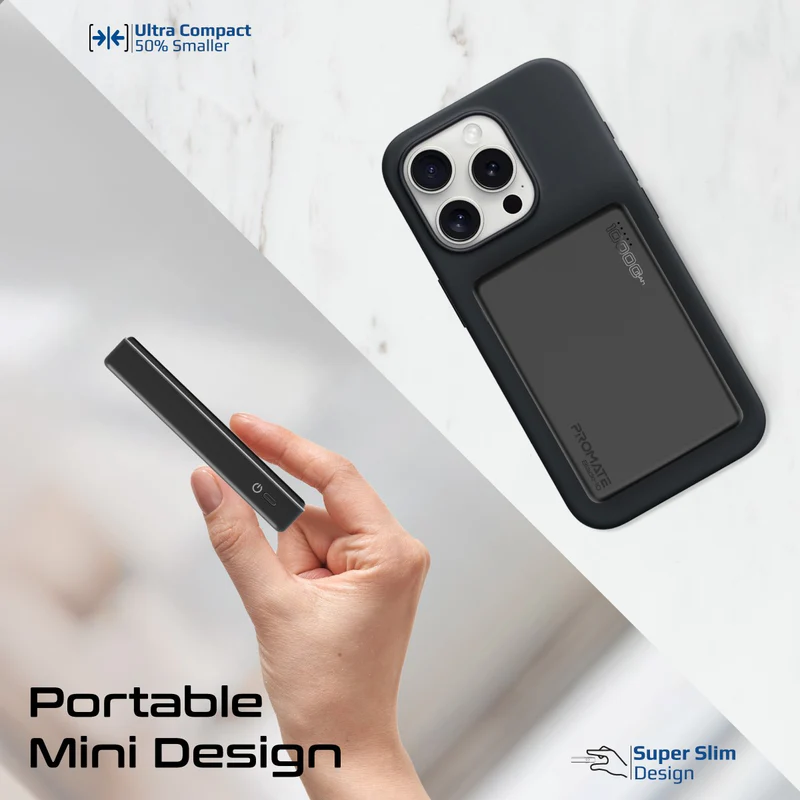  بروميت باور بانك فائق النحافة مصنوع من الألومنيوم بسعة 10000 مللي أمبير/ساعة، متوافق مع تقنية الشحن اللاسلكي ماجسيف  