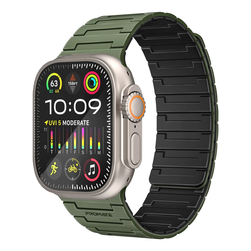 Promate Premium Magnetic Silicone Watch Band Grey