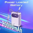 Promate Powerpod-20 20000mAh Ultra Compact 35W Superspeed Power Bank With Built-In Usb-C & Lightning Cable (Purple) 