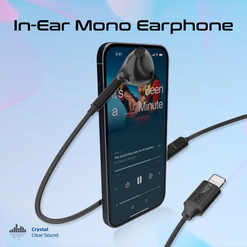 Promate MonoPod-LT Wired Mono Earphone with Lightning Connector