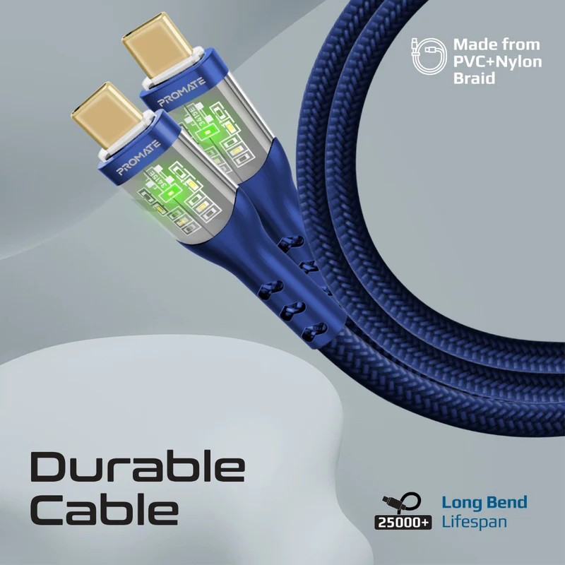 بروميت كيبل   60 واط من النوع C إلى النوع C - 2 متر أزرق 