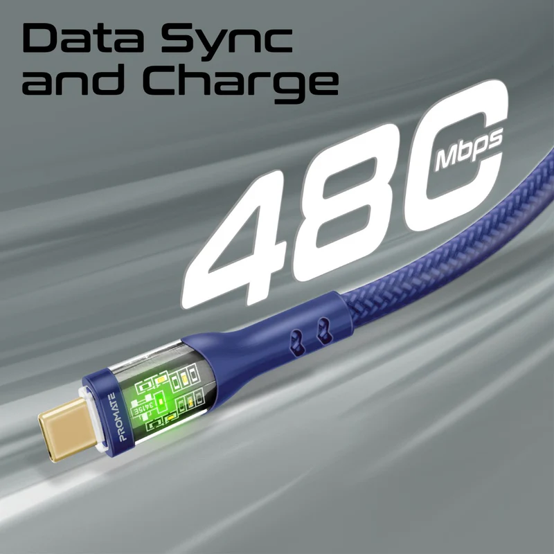 بروميت كيبل   60 واط من النوع C إلى النوع C - 2 متر أزرق 