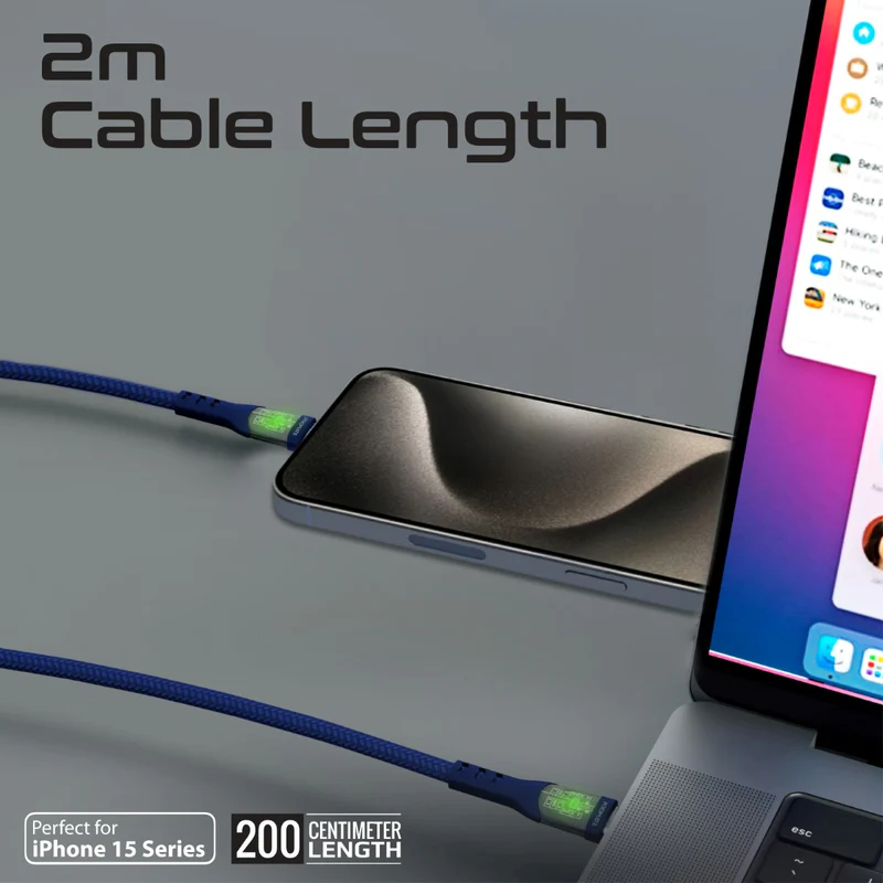 بروميت كيبل   60 واط من النوع C إلى النوع C - 2 متر أزرق 