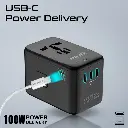 Promate 100W Power Delivery GaNFast™ Multi-Port Travel Adapter 