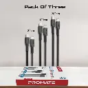 بروميت مجموعة كابلات  USB-C إلى Lightning عالية القوة 27 واط، 3 قطع 