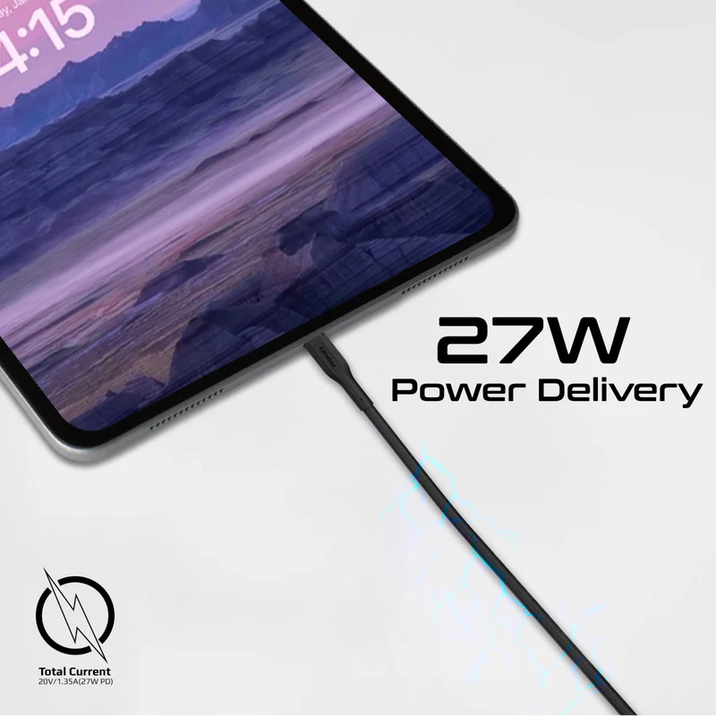 بروميت مجموعة كابلات  USB-C إلى Lightning عالية القوة 27 واط، 3 قطع 