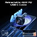 بروميت شاحن سيارة متعدد المنافذ بقوة 62 وات مع كابل USB-C قابل للسحب 