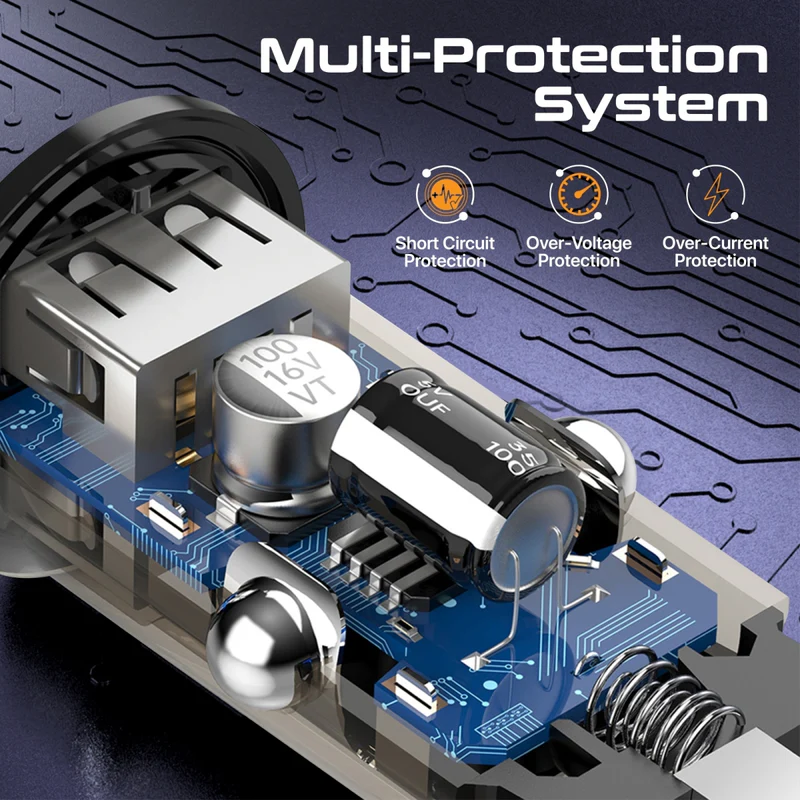 شاحن سيارة صغير شفاف من بروميت 65 وات سريع الشحن مع تقنية توصيل الطاقة QC 3.0 