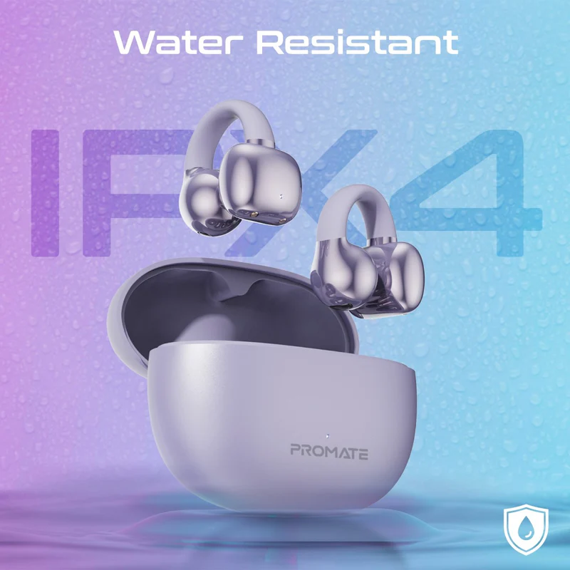 بروميت سماعات أذن لاسلكية بتقنية البلوتوث (AirClip) مزودة بمشبك للأذن - بنفسجي 