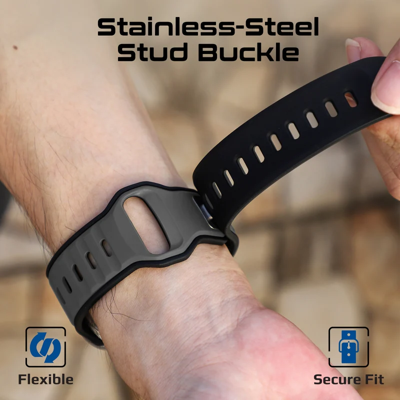 بروميت سوار ساعة الرياضي المتين من السيليكون ثنائي اللون باللون الأسود 