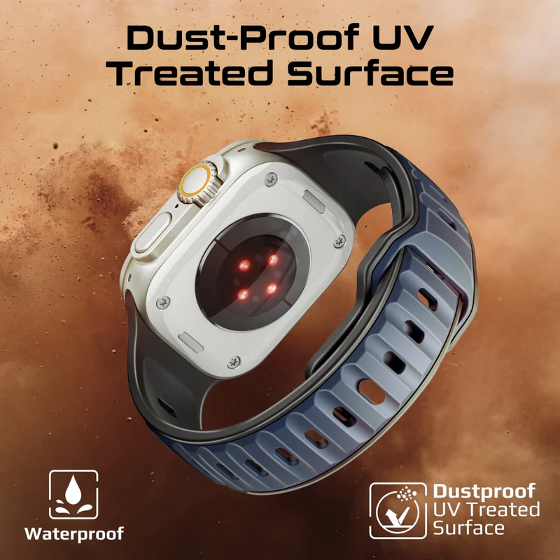 بروميت سوار ساعة الرياضي المتين من السيليكون ثنائي اللون، أزرق 