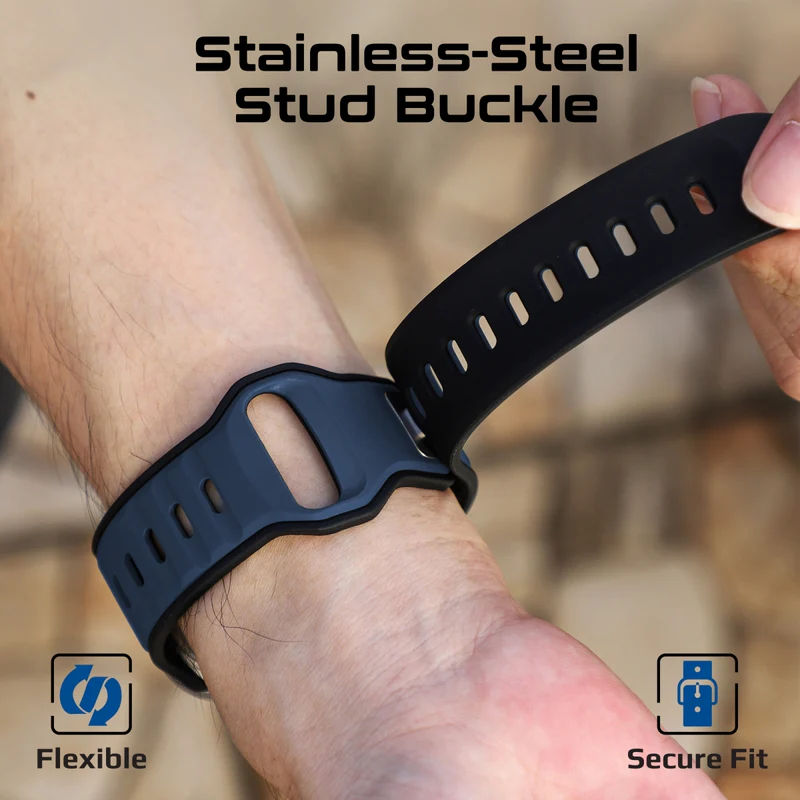 بروميت سوار ساعة الرياضي المتين من السيليكون ثنائي اللون، أزرق 