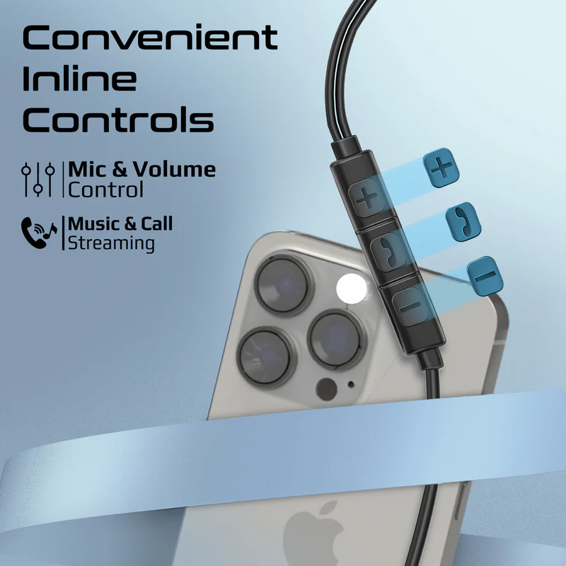  بروميت سماعات أذن ستيريو سلكية ENC  مريحة داخل الأذن بمنفذ USB-C باللون الأسود 