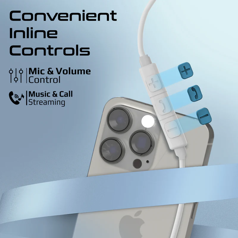  بروميت سماعات أذن ستيريو سلكية ENC مريحة داخل الأذن بمنفذ USB-C باللون الأبيض 