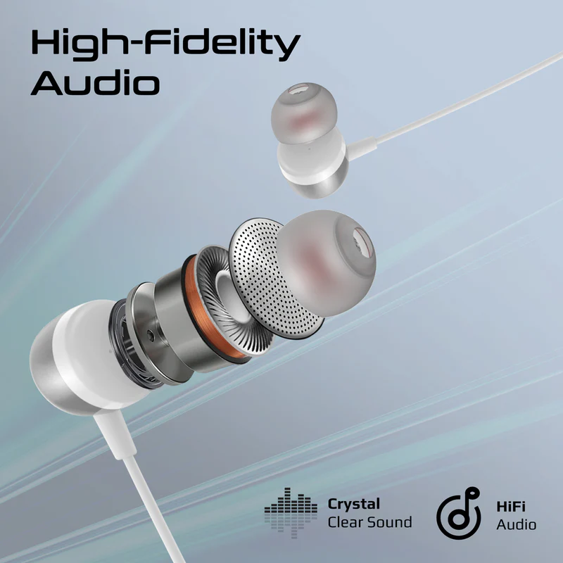  بروميت سماعات أذن ستيريو سلكية ENC مريحة داخل الأذن بمنفذ USB-C باللون الأبيض 