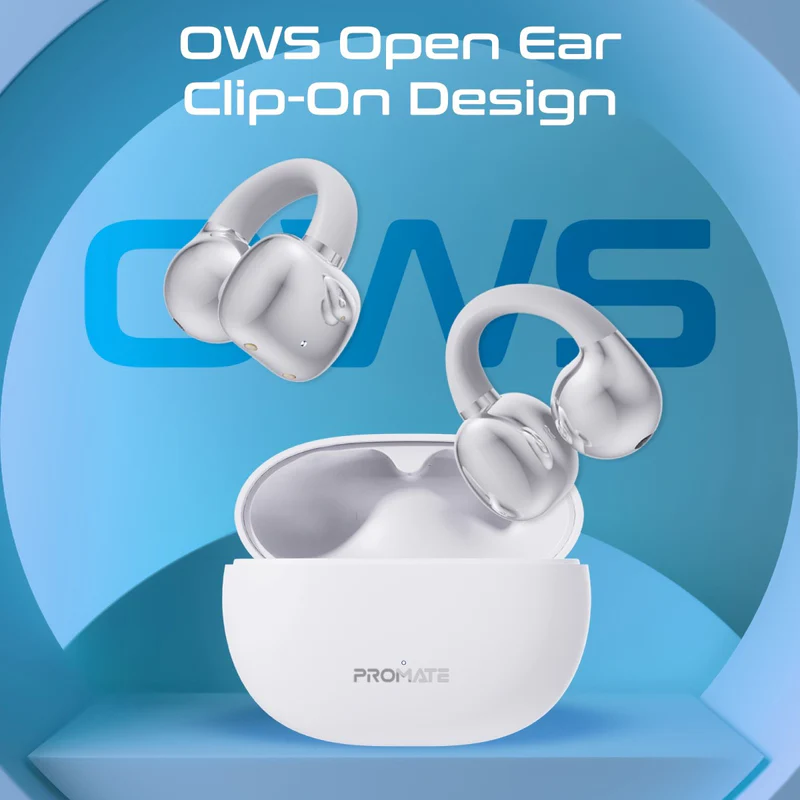 Promate AudioFit™ Open Ear Clip On TWS Earbuds w/ IntelliTouch White