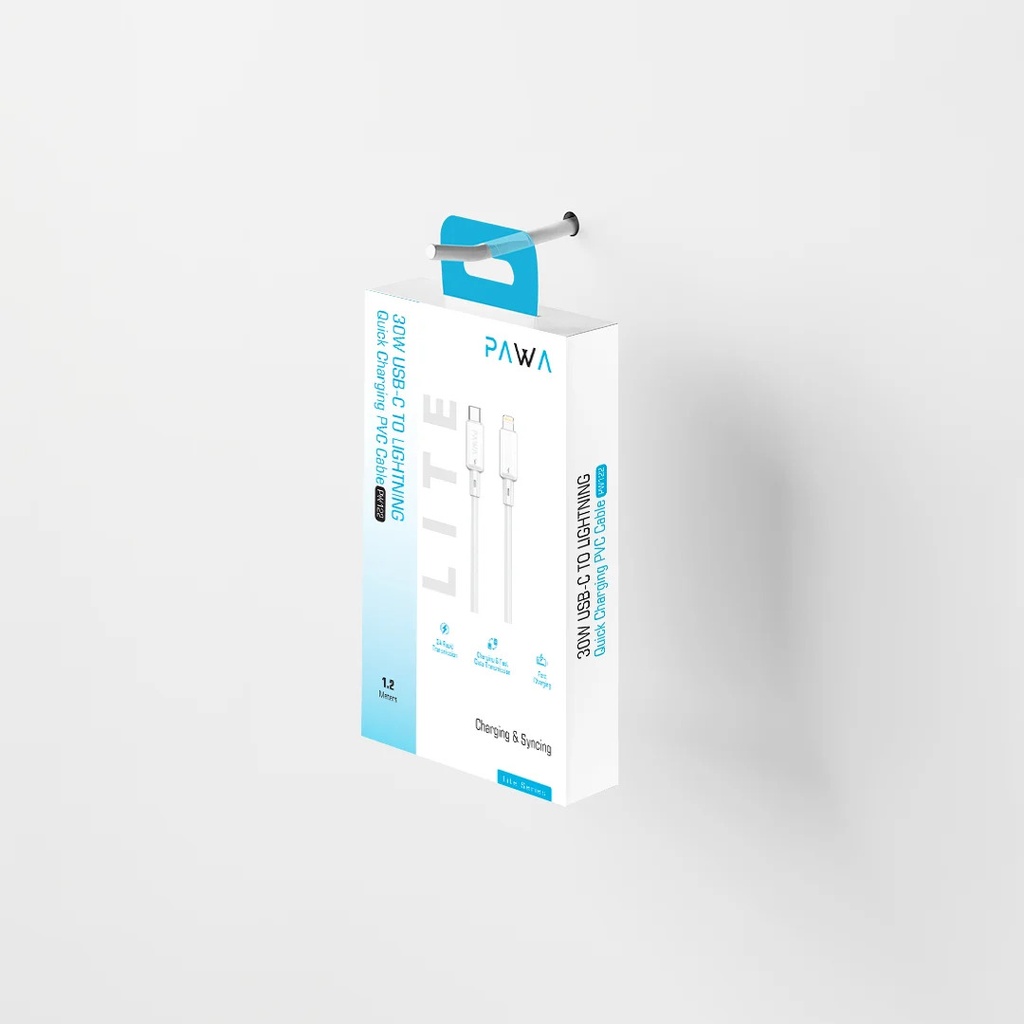 PAWA 3A USB-C To Lightning Quick Charging PVC Cable  White