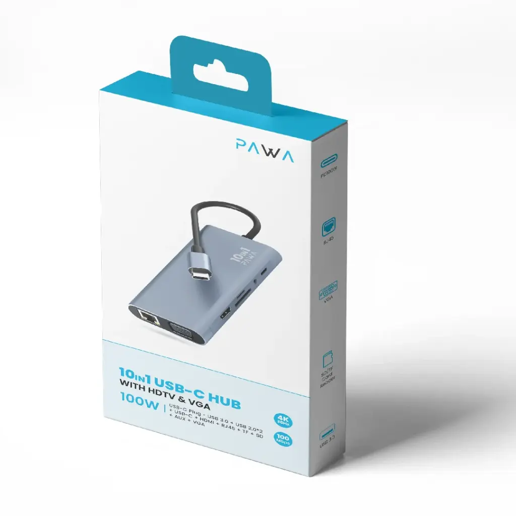 PAWA 10 in1 USB-C HUB With HDTV + VGA 