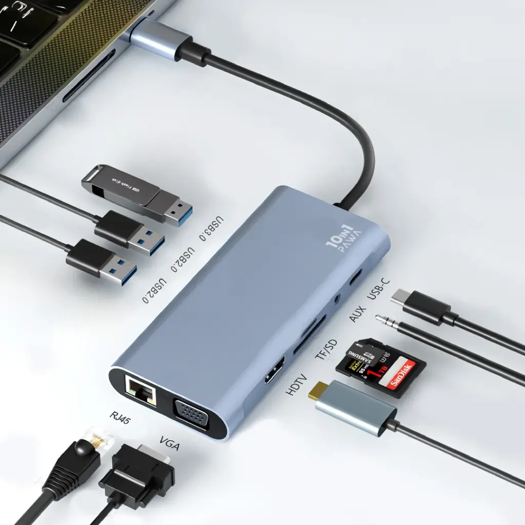 PAWA 10 in1 USB-C HUB With HDTV + VGA 